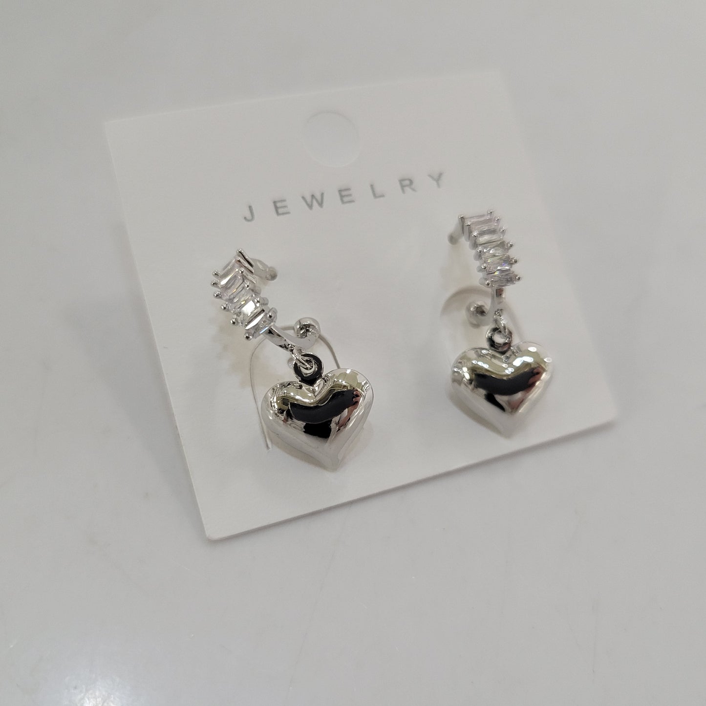 CZ Heart half hoop Earring #60-136