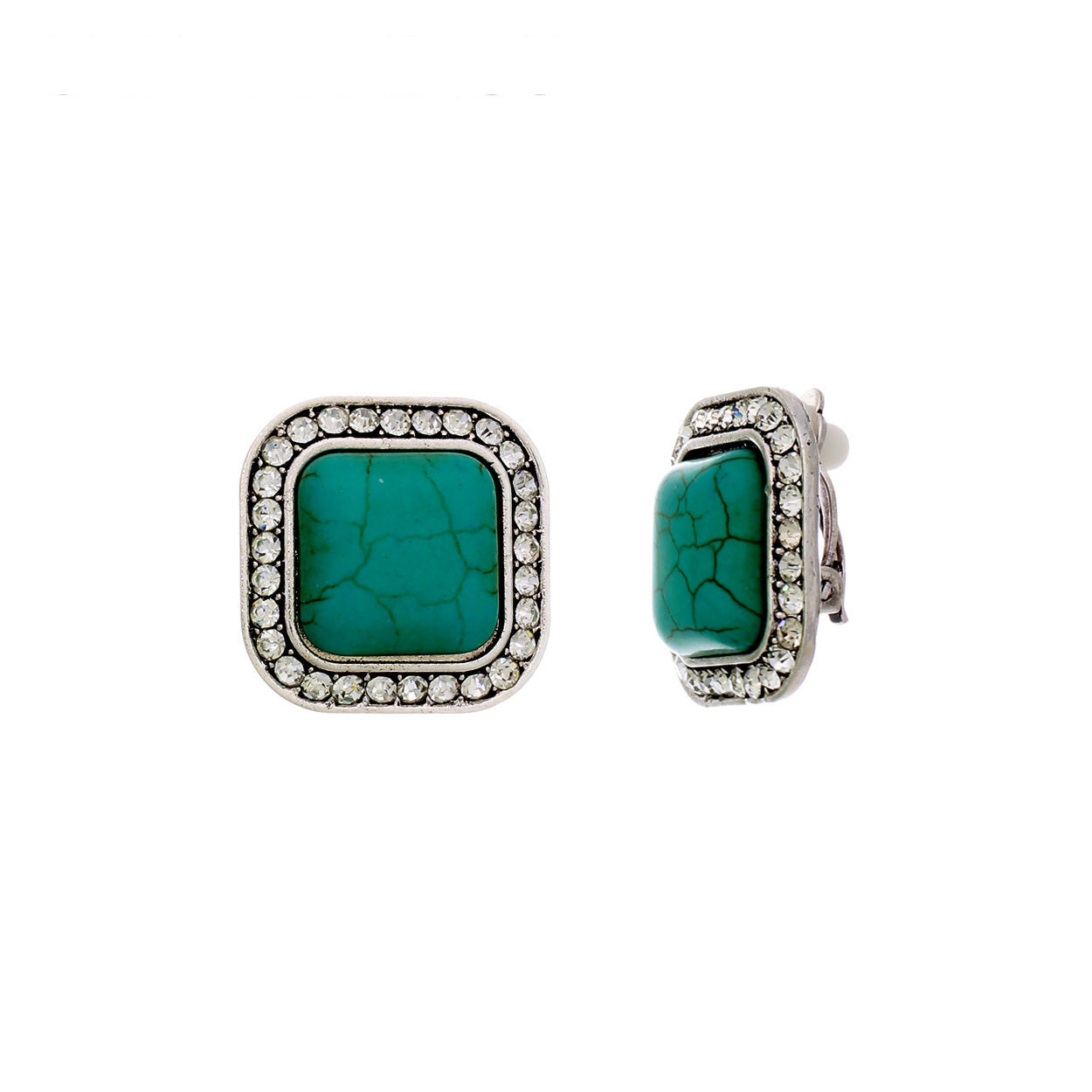 Clip Square Turquoise Earring #12-24042