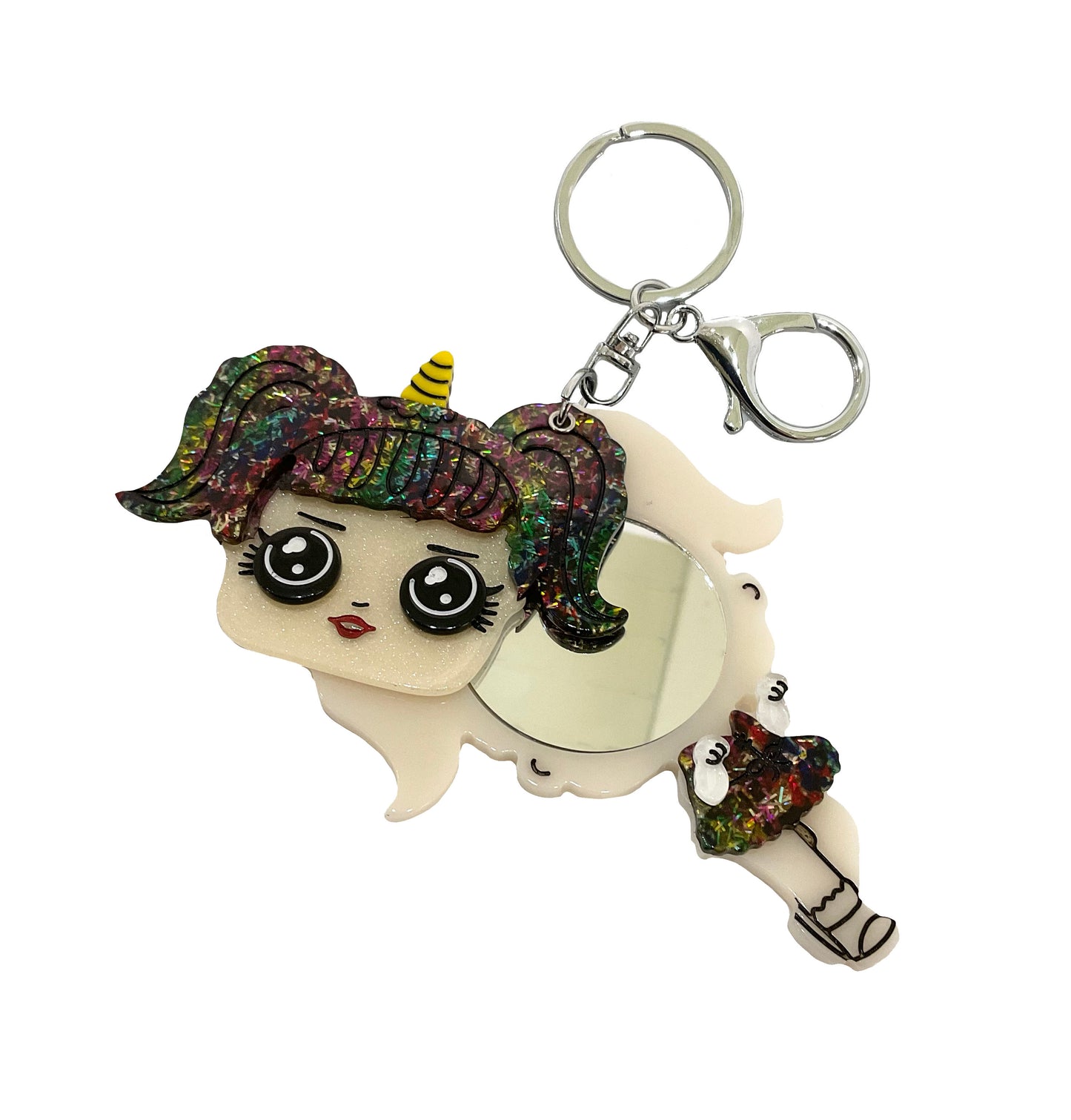 Unicorn Girl Compact Mirror Keychain #89-71522GU