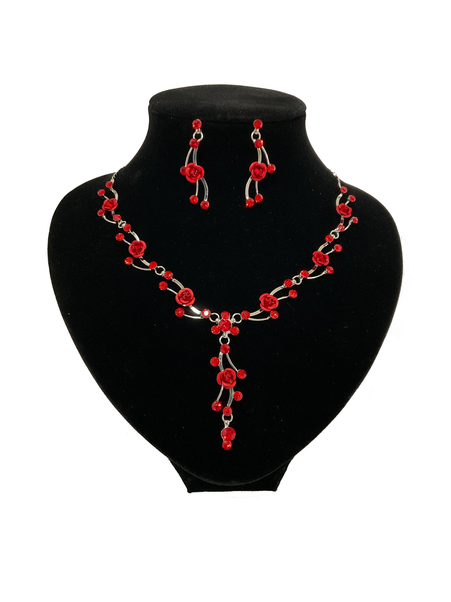 Rose Necklace Earring Set #66-23173RD
