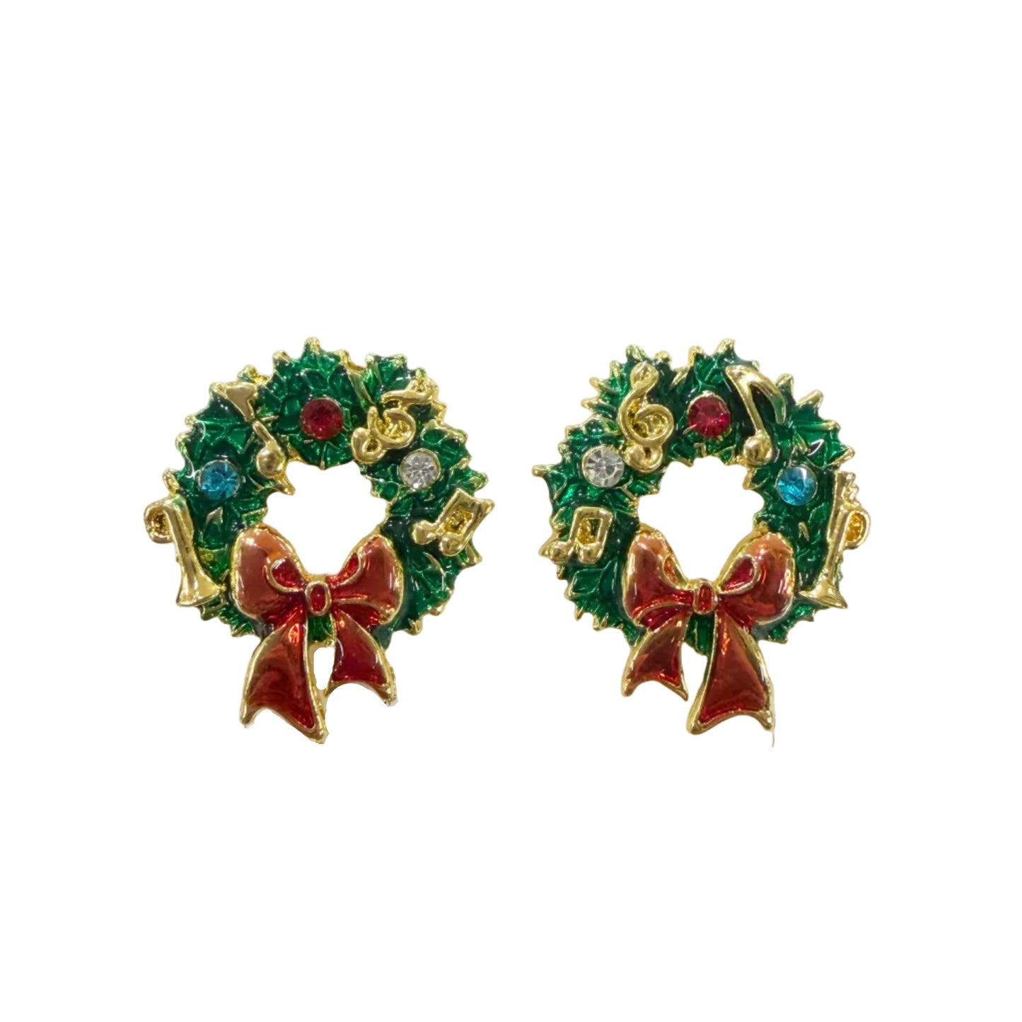 Christmas Music Wreath Earring #19-1417761