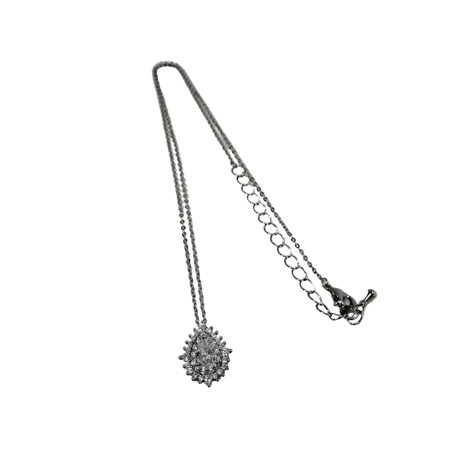 Drop Halo CZ Necklace #10-18217