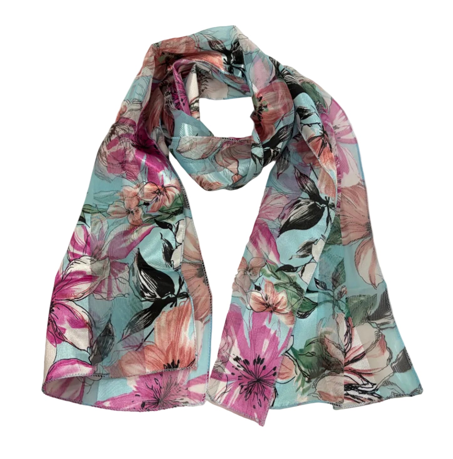 Floral Satin Scarf #OP-1024