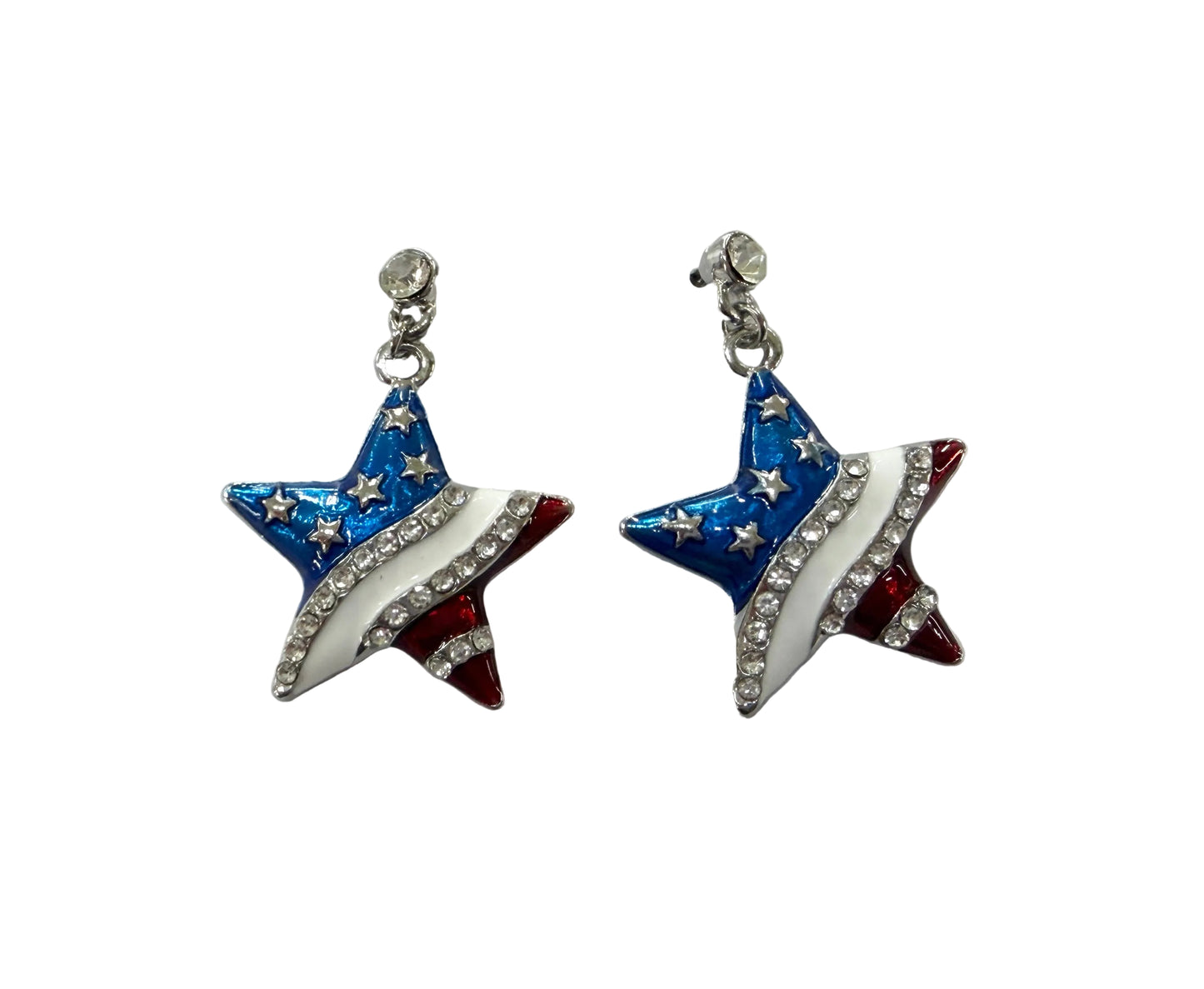 USA Red White Blue Star Earrings #10-260512601