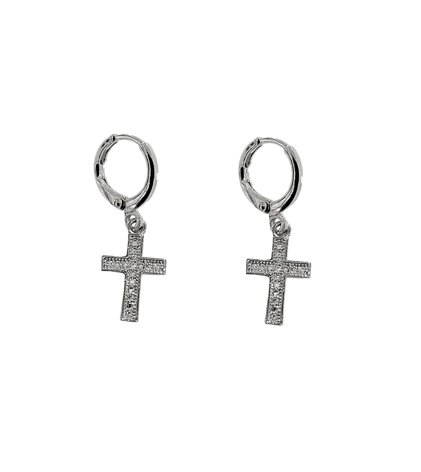 CZ Cross Huggie Earring #10-1480