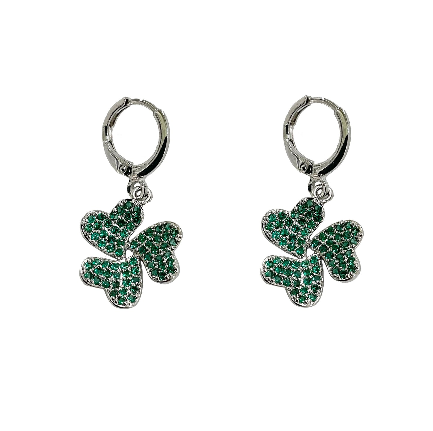CZ Clover Shamrock Huggie Earring #10-1550