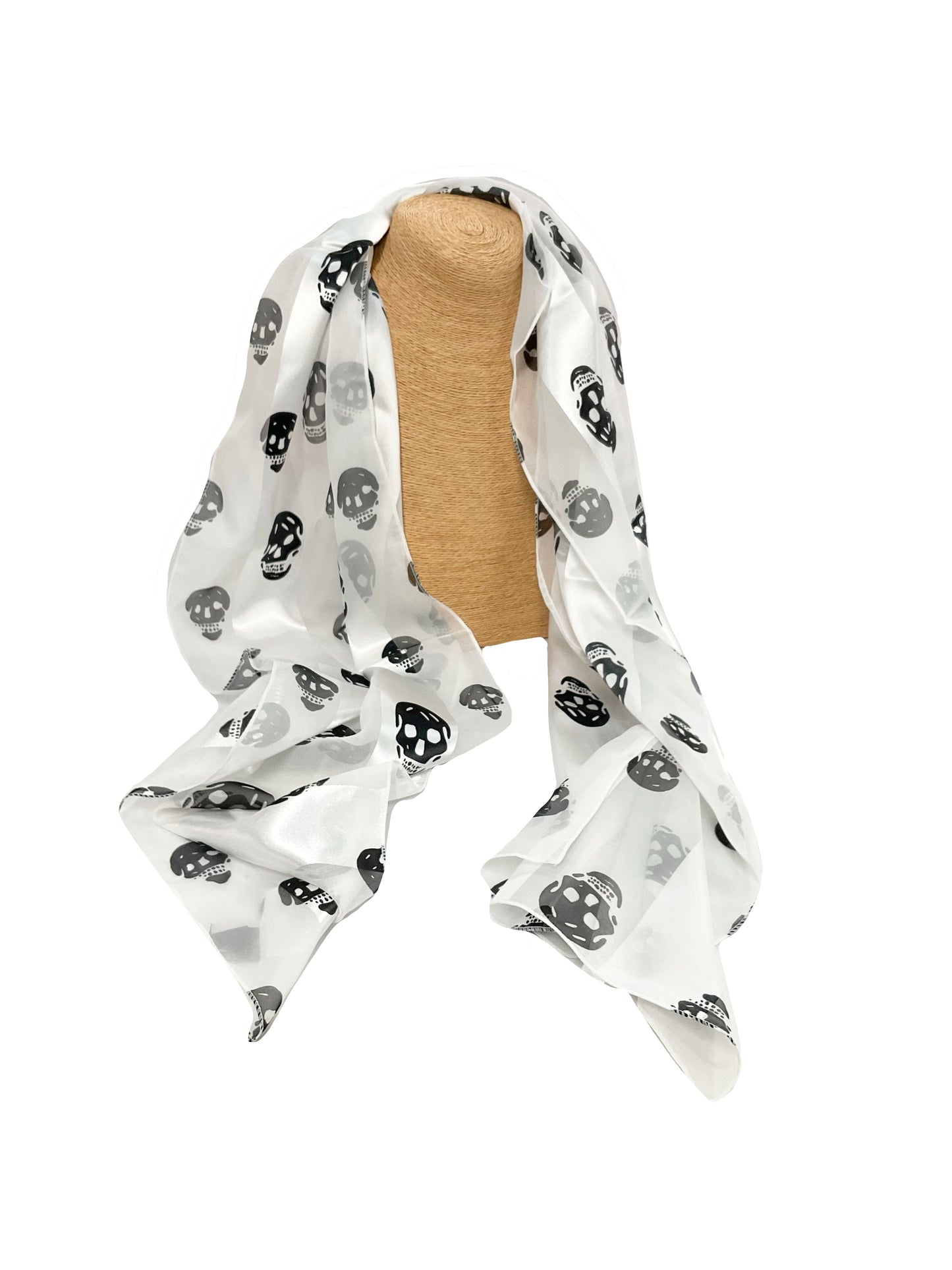 White Skull Satin Scarf