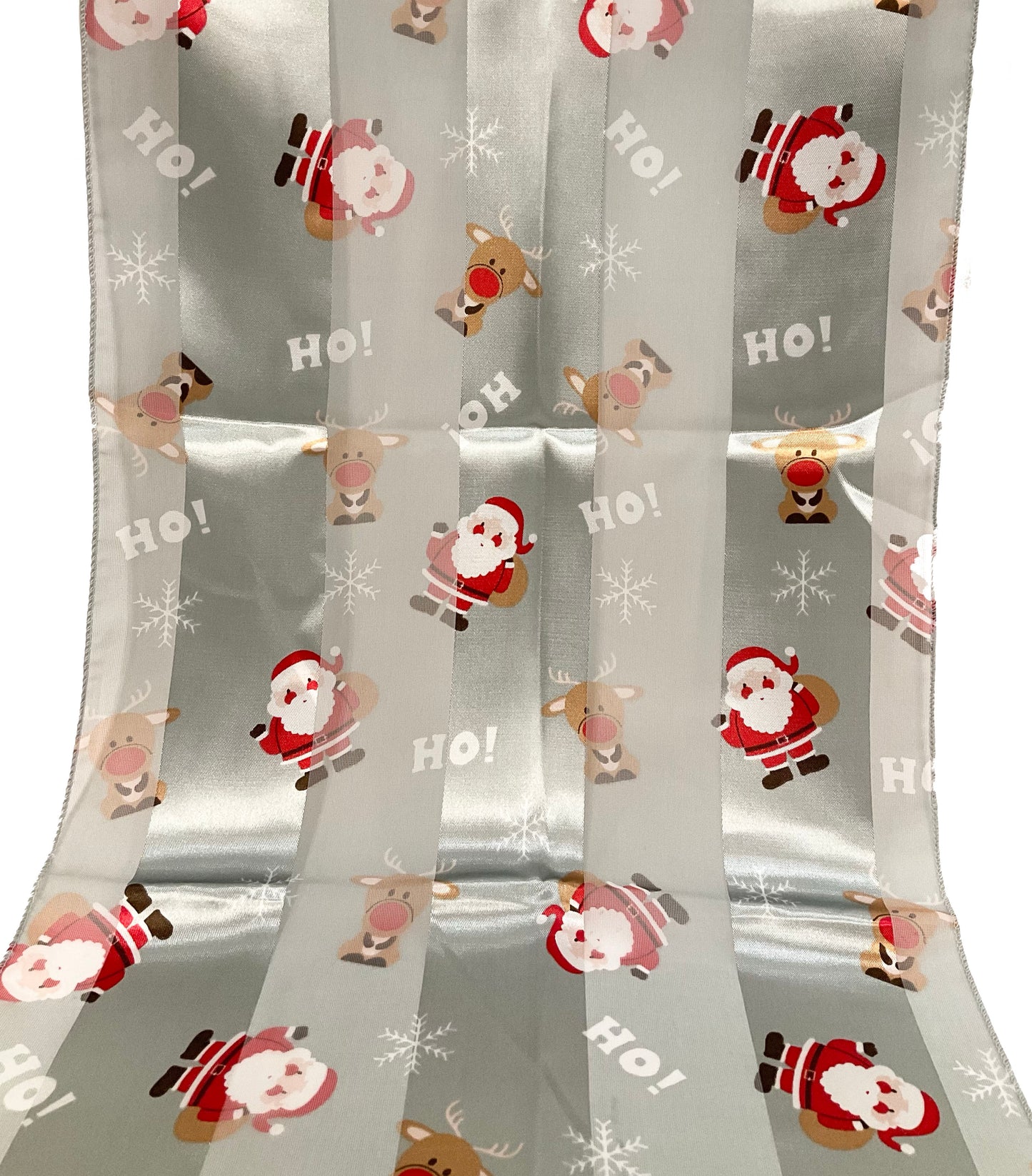 Christmas Santa Satin Scarf #OS-3021SI (Silver)