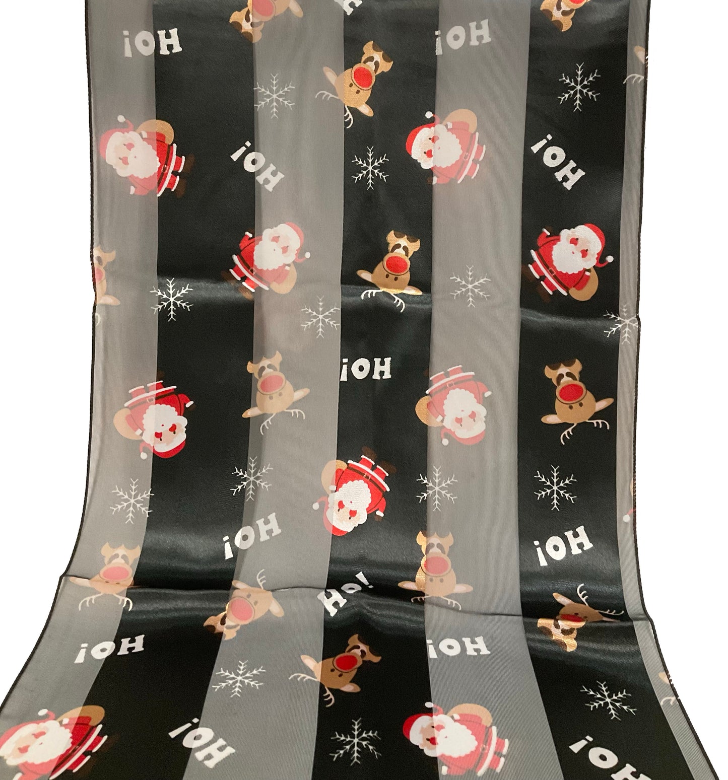 Christmas Santa Satin Scarf #OS-3021BK (Black)