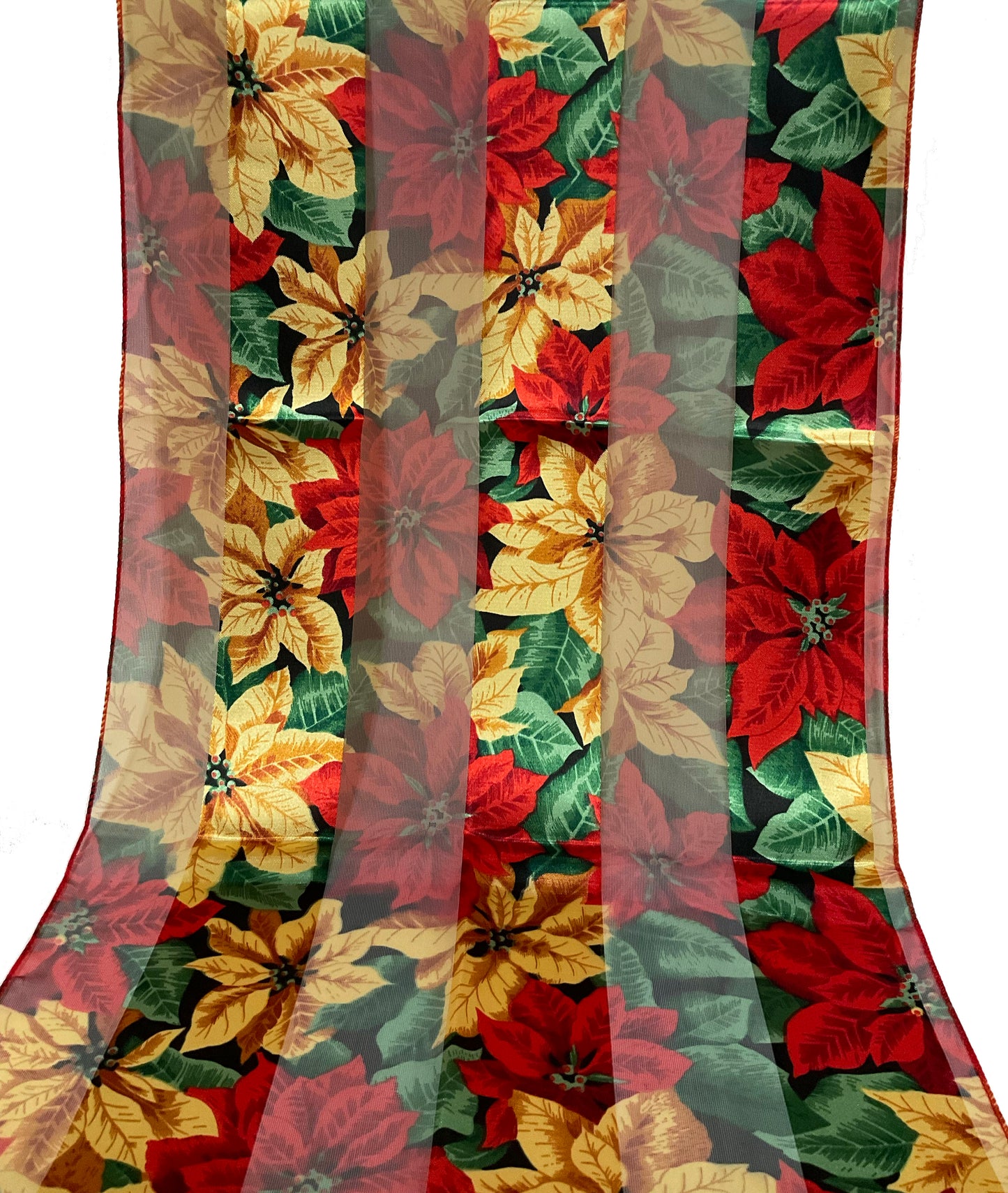 Christmas Poinsettia Satin Scarf #OS-3014GD
