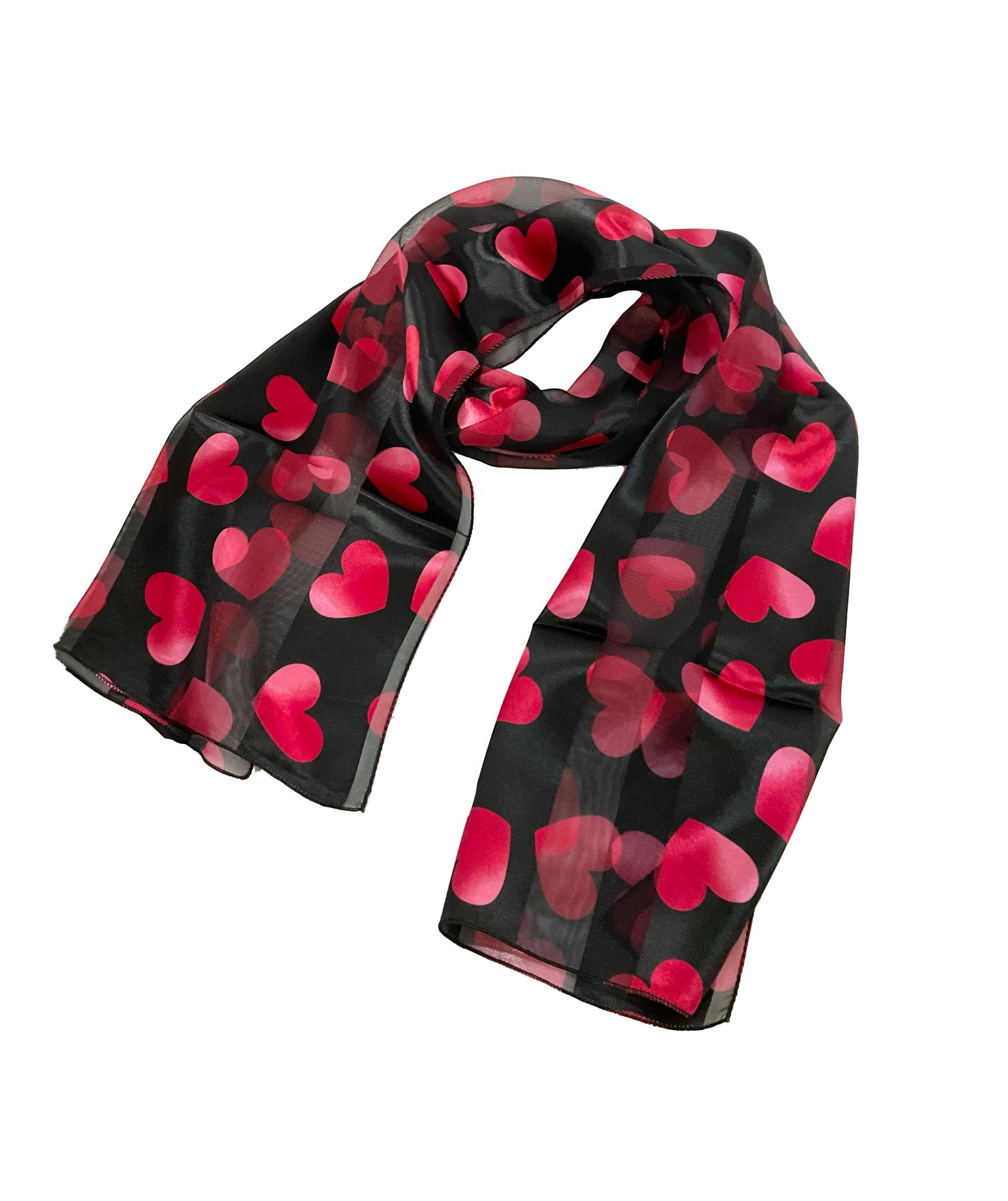 Hearts Valentines Satin Scarf #OS-3030BK (Black)