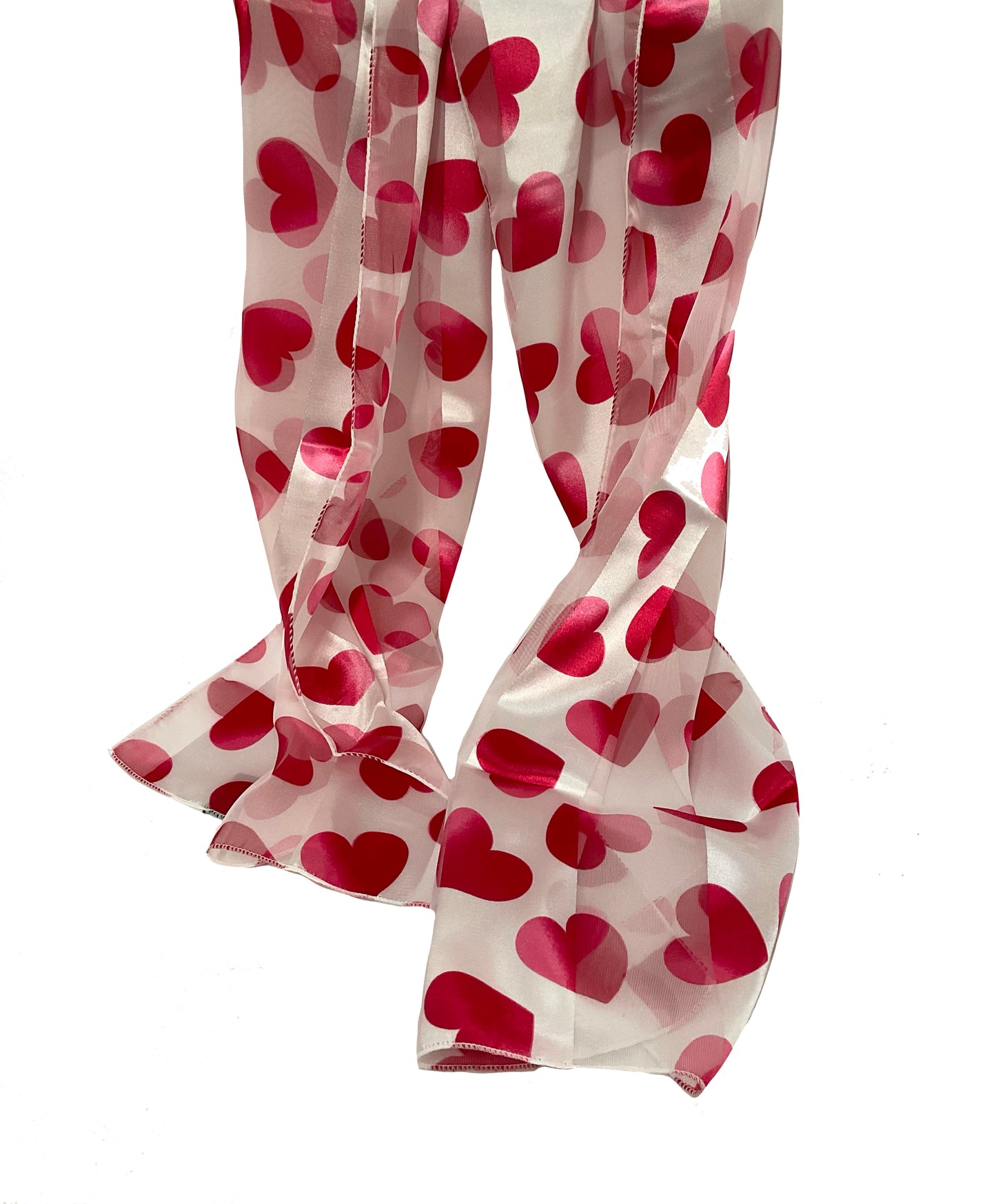Hearts Valentines Satin Scarf #OS-3030WH (White)