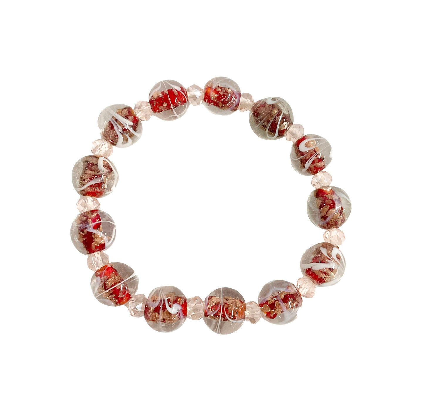 Red Pink Glass bead Bracelet