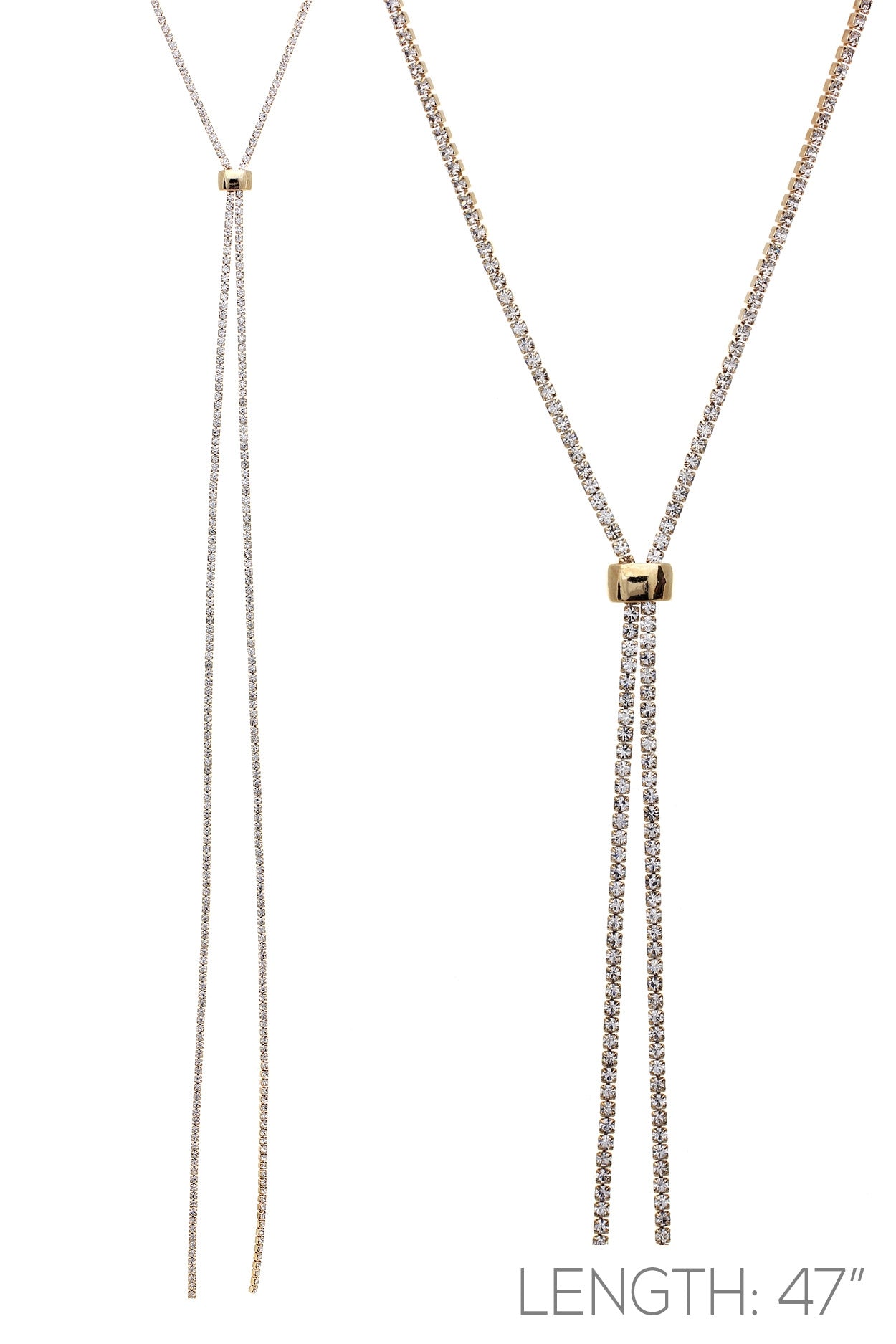 47" Rhinestone Slide Necklace #12-16013G (Gold)