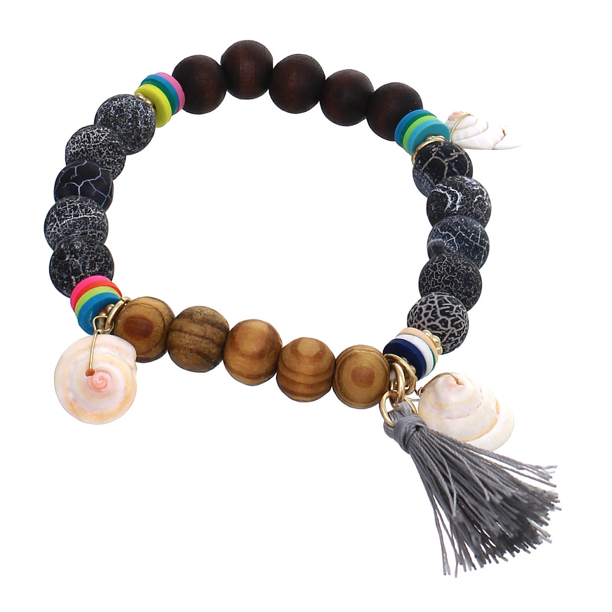 Bead Tassel Bracelet (Charcoal Gray) #12-83215GY