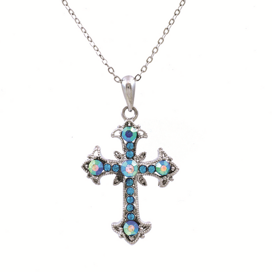 Cross Necklace #12-13184AQ (Aqua)