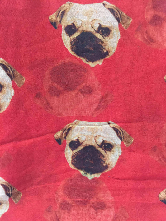 Pug Oblong Scarf #88-2515RD (Red)