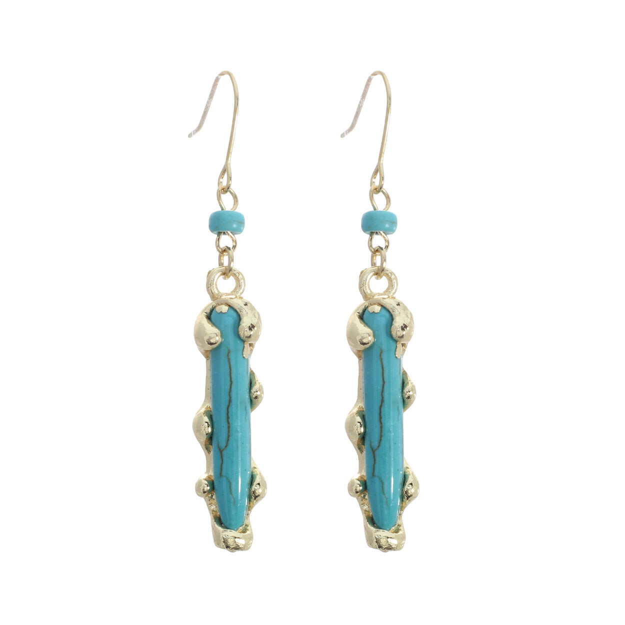 Turquoise Stone Earrings #12-24451G (Gold)
