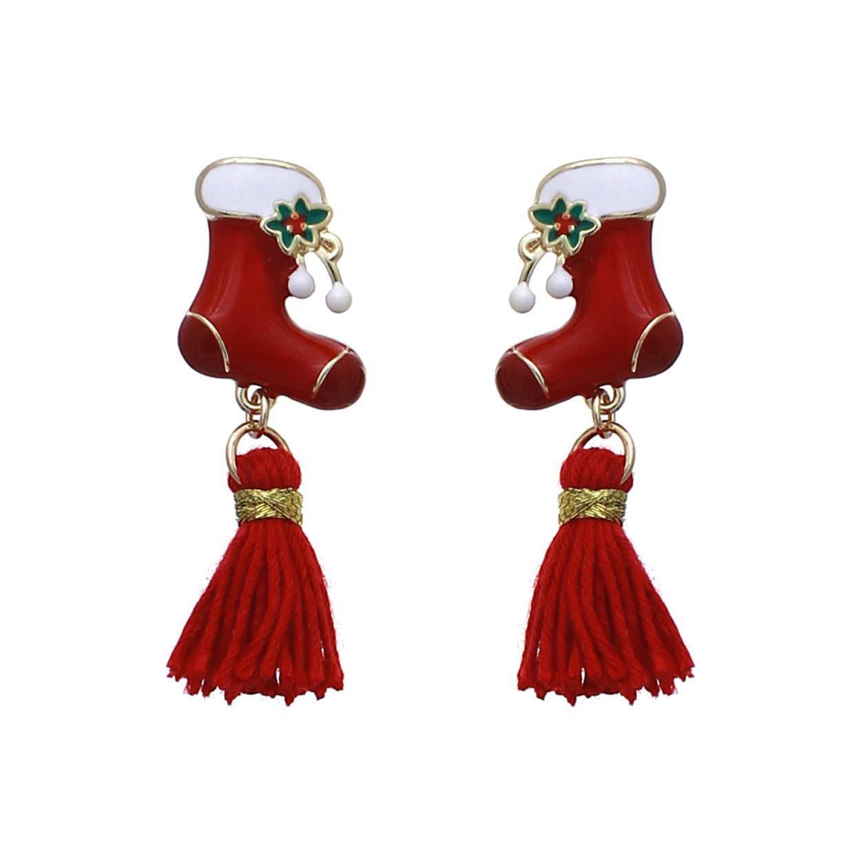 Christmas Stocking Tassel Earrings #12-25287
