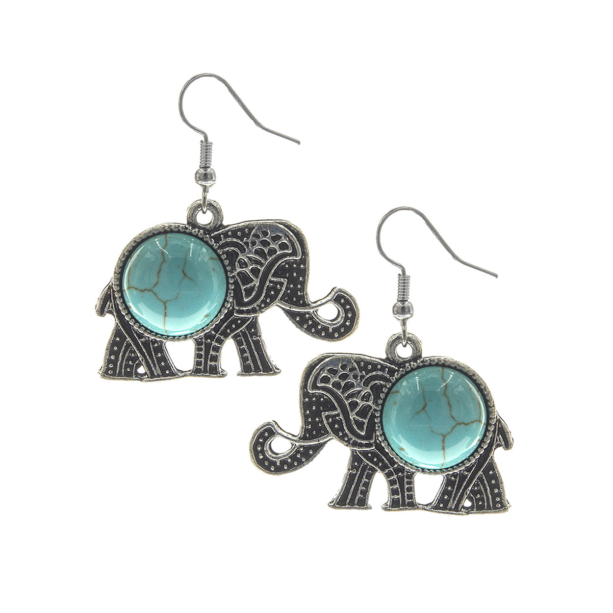 Elephant Turquoise Earrings #12-6493