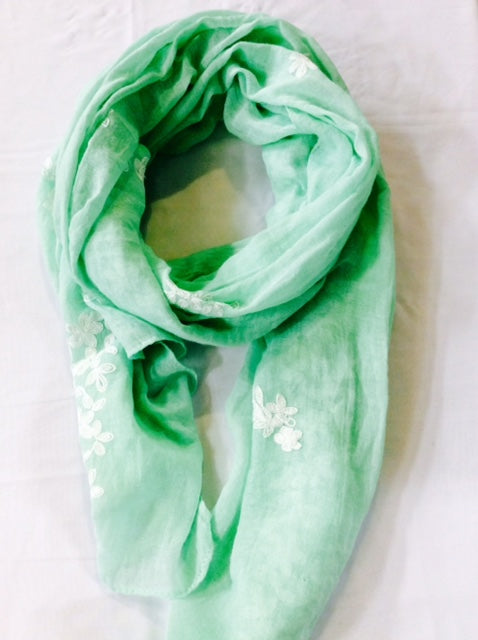 Flower Oblong Scarf #28-11321MT (Mint)