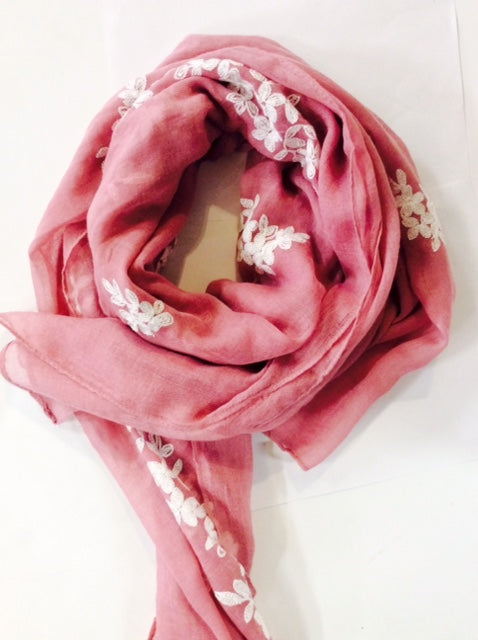 Flower Oblong Scarf #28-11321CB (Cranberry)