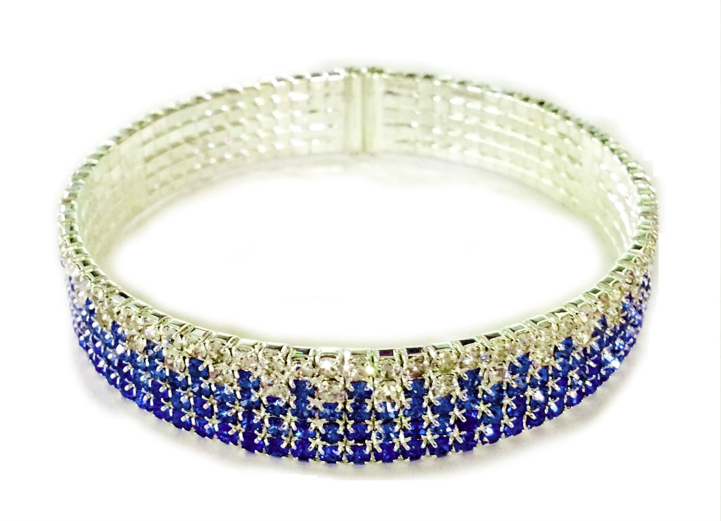 5-Row Tiny Rhinestone Open End Bracelet #12-82641BL