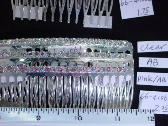 1-Row Alternate Rhinestone Hair Comb #66-41061
