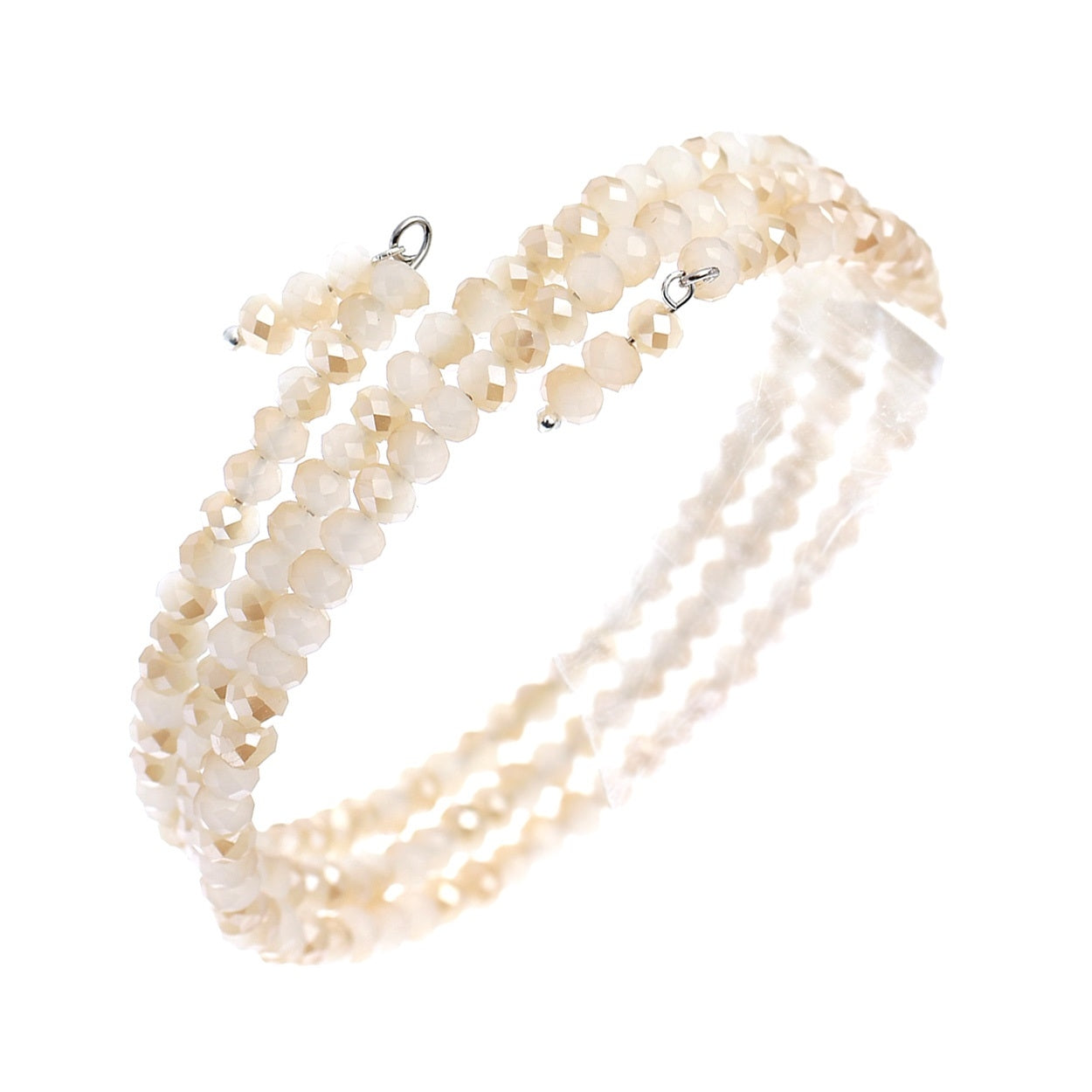 Beaded Wire Bracelet #12-83380BE (Beige)