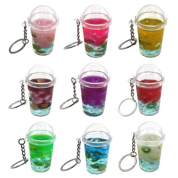 Floating Tea Drink Liquid Fruit Keychain #88-101423