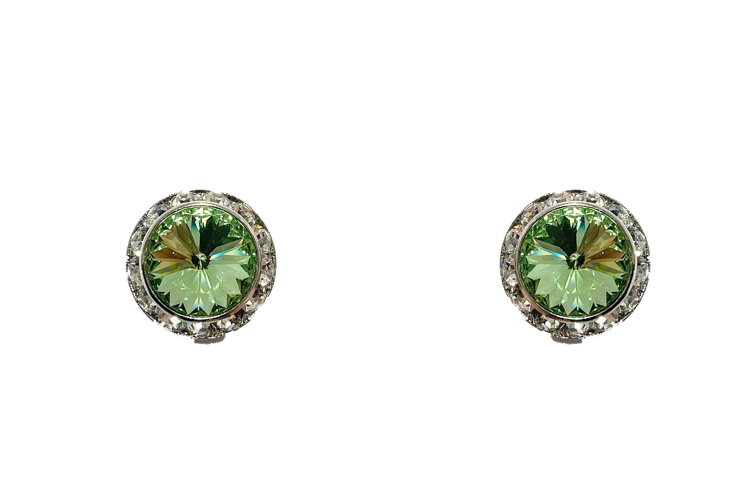 Round CRYSTAL Clip Earrings#12-40007PE
