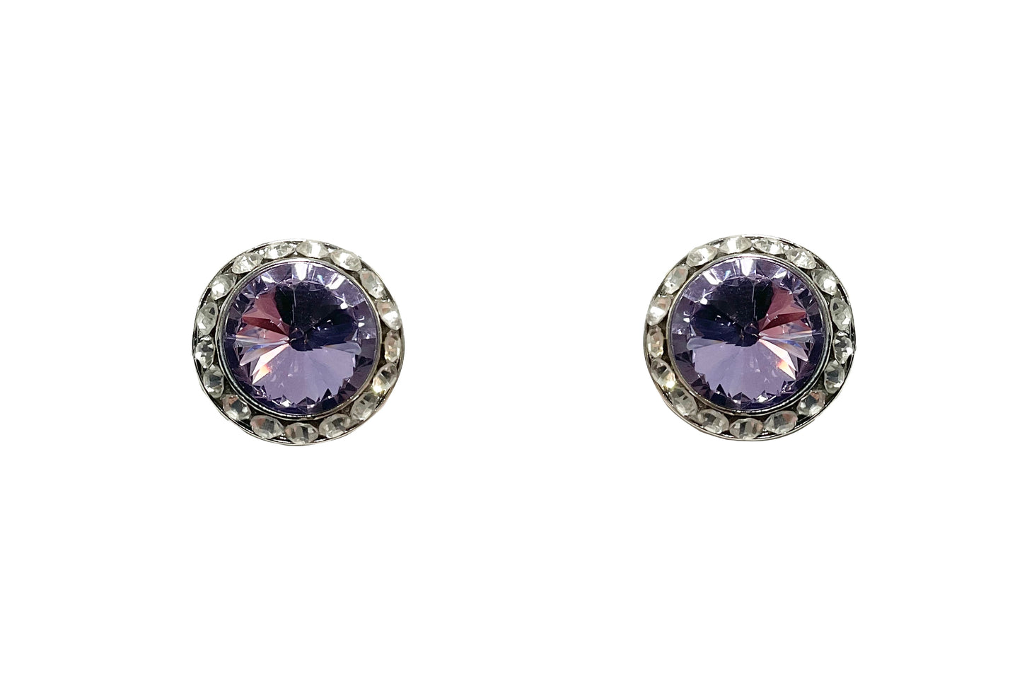 Round CRYSTAL Clip Earrings#12-40007VI