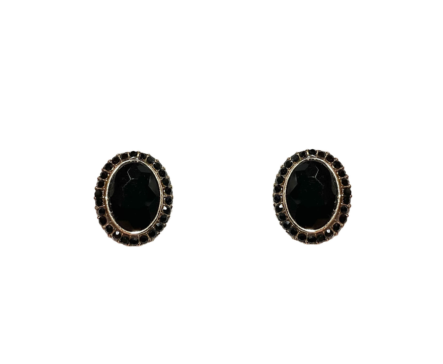 Oval Stone Clip Earring #40-0041BK