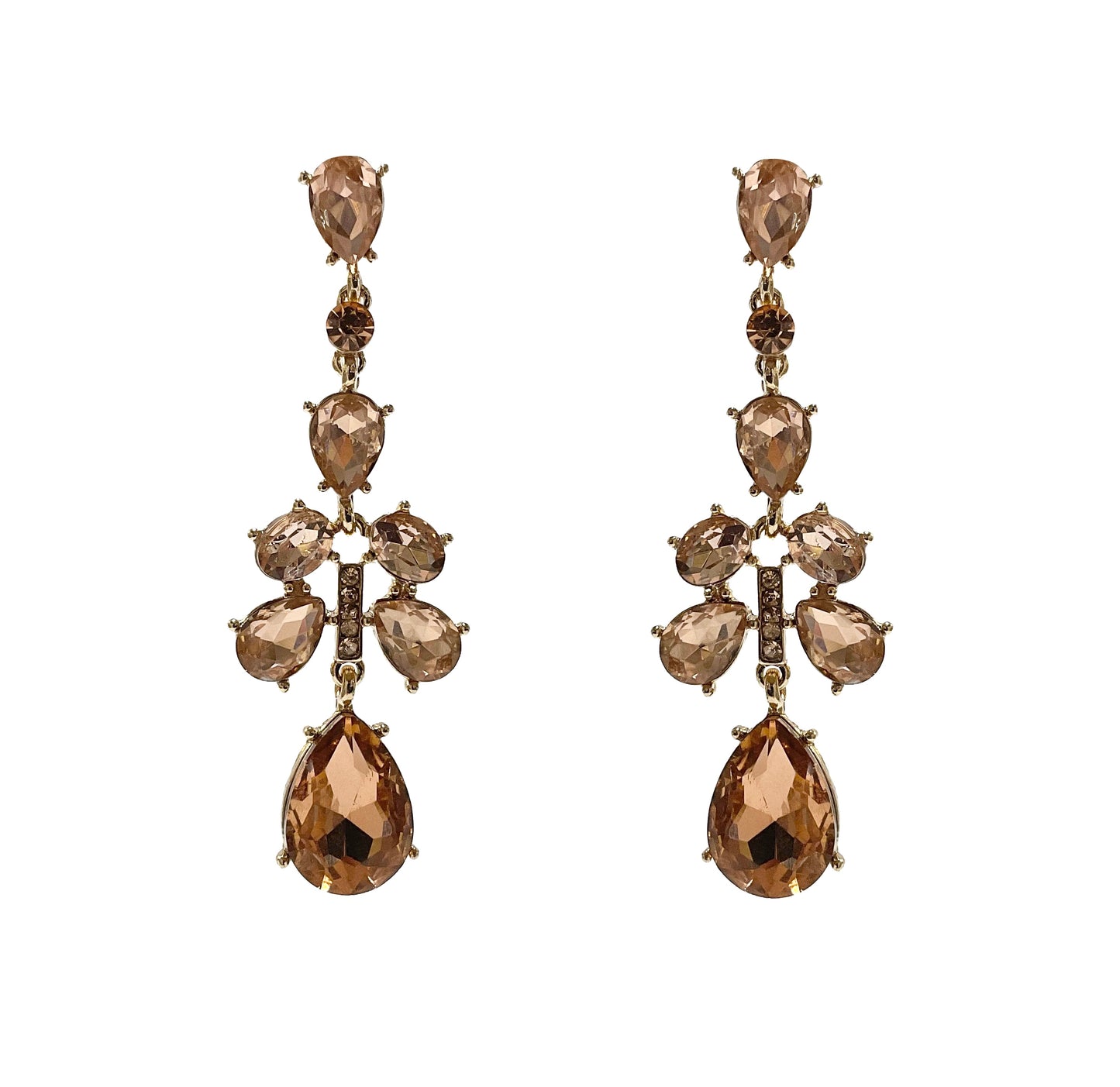 Teardrop Crystal Earrings (Peach) #40-596PH