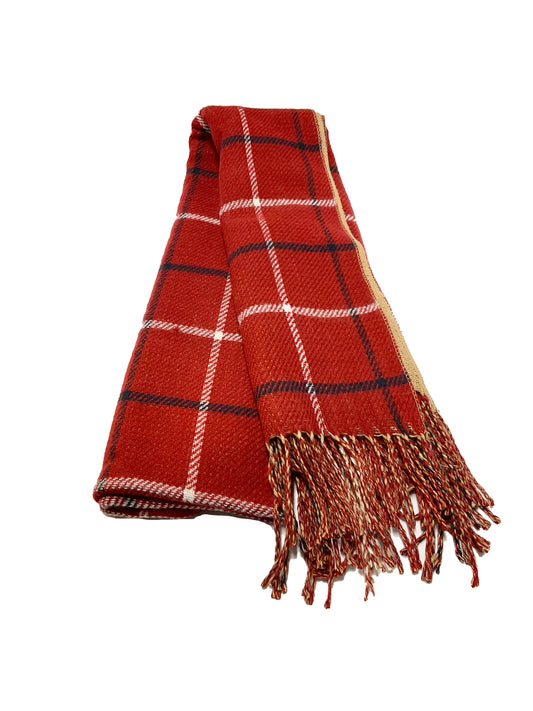 Oblong  Scarf #89-93002 Red Tan