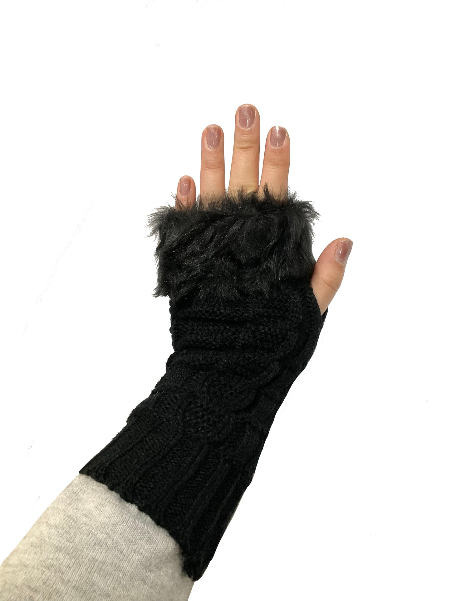 Fur Knitted Fingerless Glove #89-93144