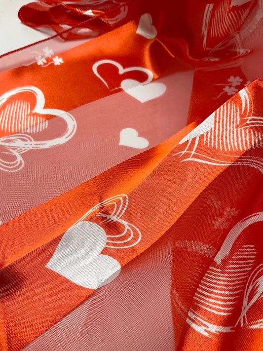 Hearts Satin Scarf #OS-1511RD Red)