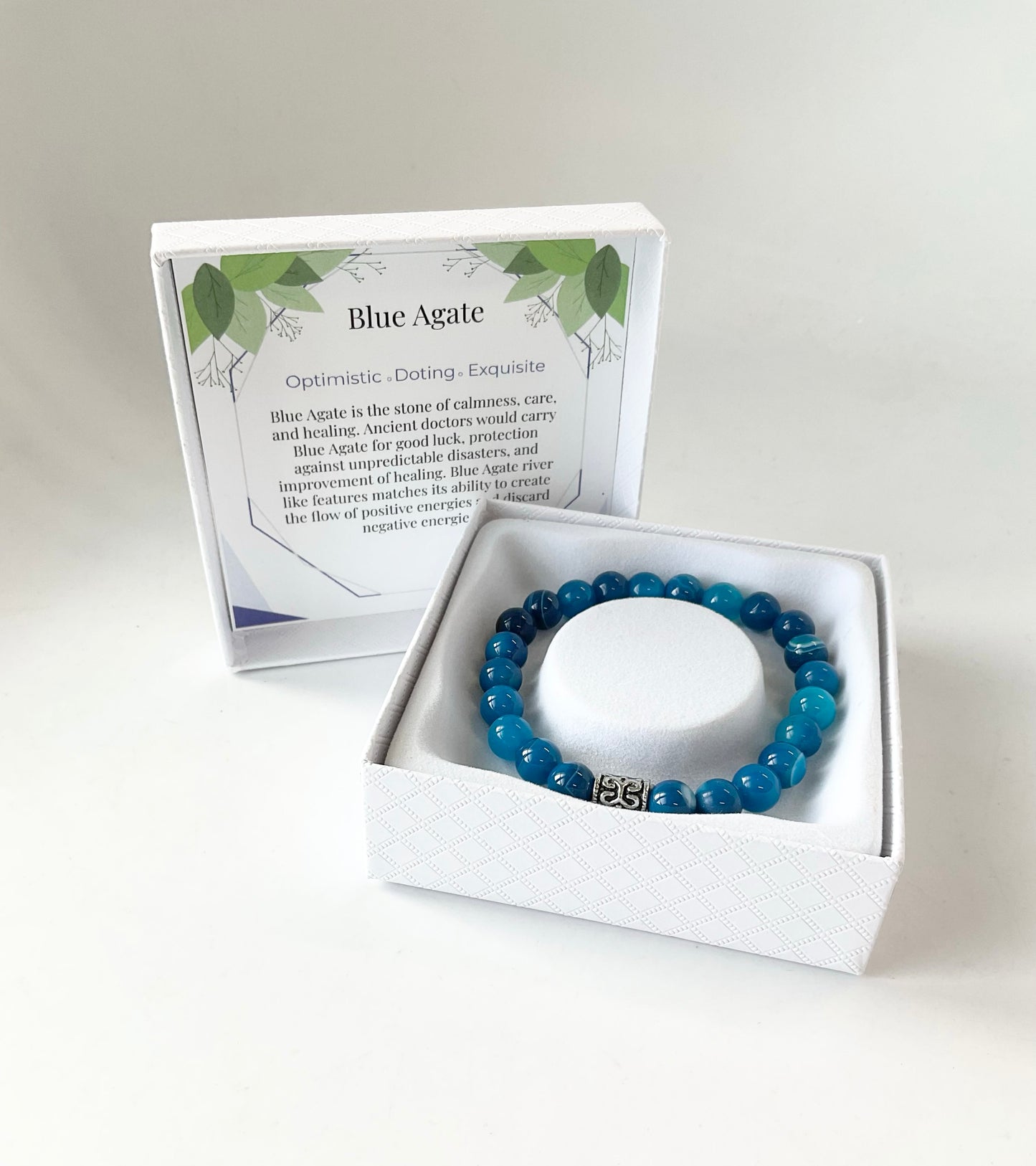 Natural Stone Bracelet Blue Agate Bracelet #89-72214BA