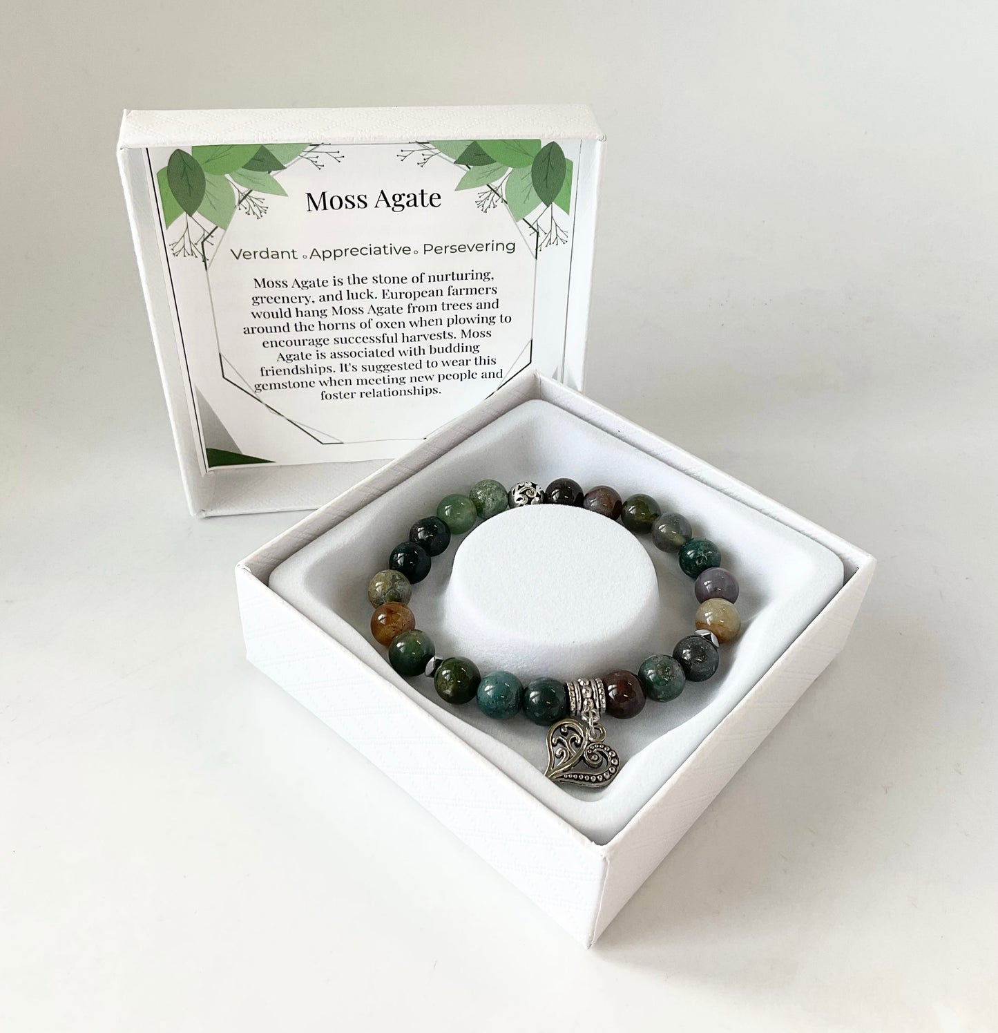 Natural Stone Bracelet Moss Agate Bracelet #89-72214MA