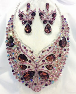 Butterfly Necklace-Earring Set (PURPLE) #66-23179PP