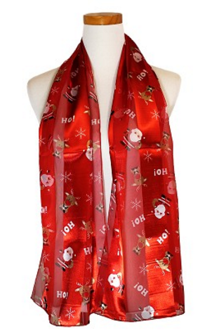 Christmas Santa Satin Scarf #OS-3021RD (Red)