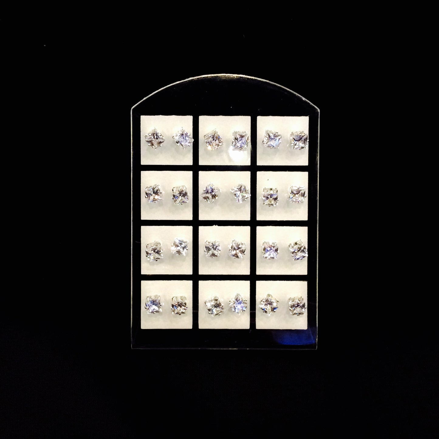 Dozen CZ Medium Square post Earrings#88-48009SQ/CL