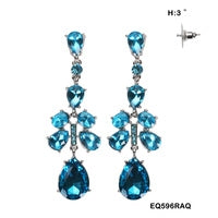 Teardrop Crystal Earrings (Aqua) #40-596AQ