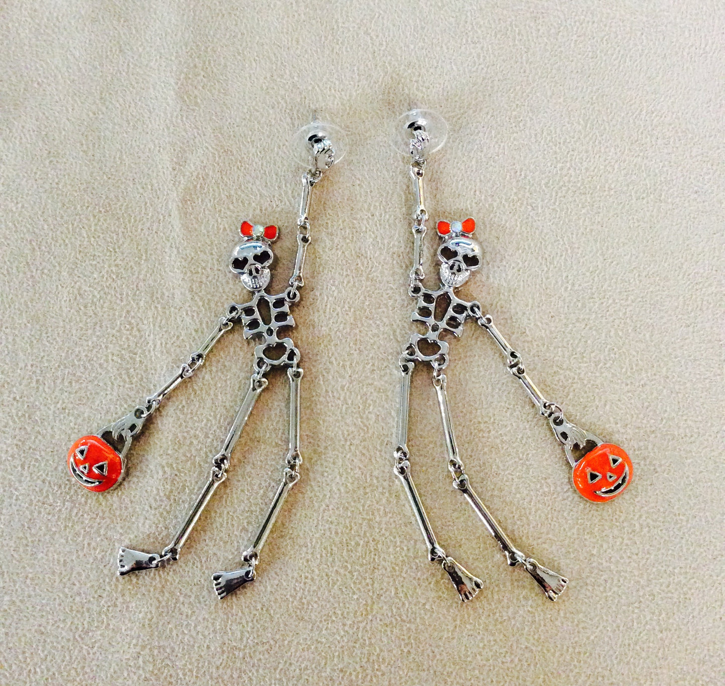 Halloween Skeleton Earrings #12-23715S (Silver)
