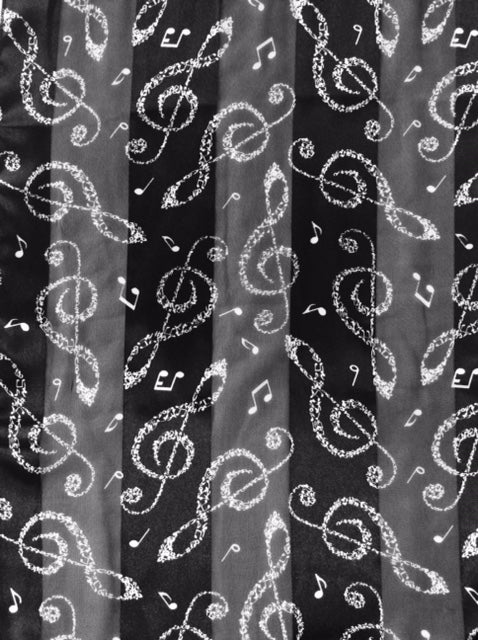 Treble Clef Satin Scarf #ON-2006BK (Black)