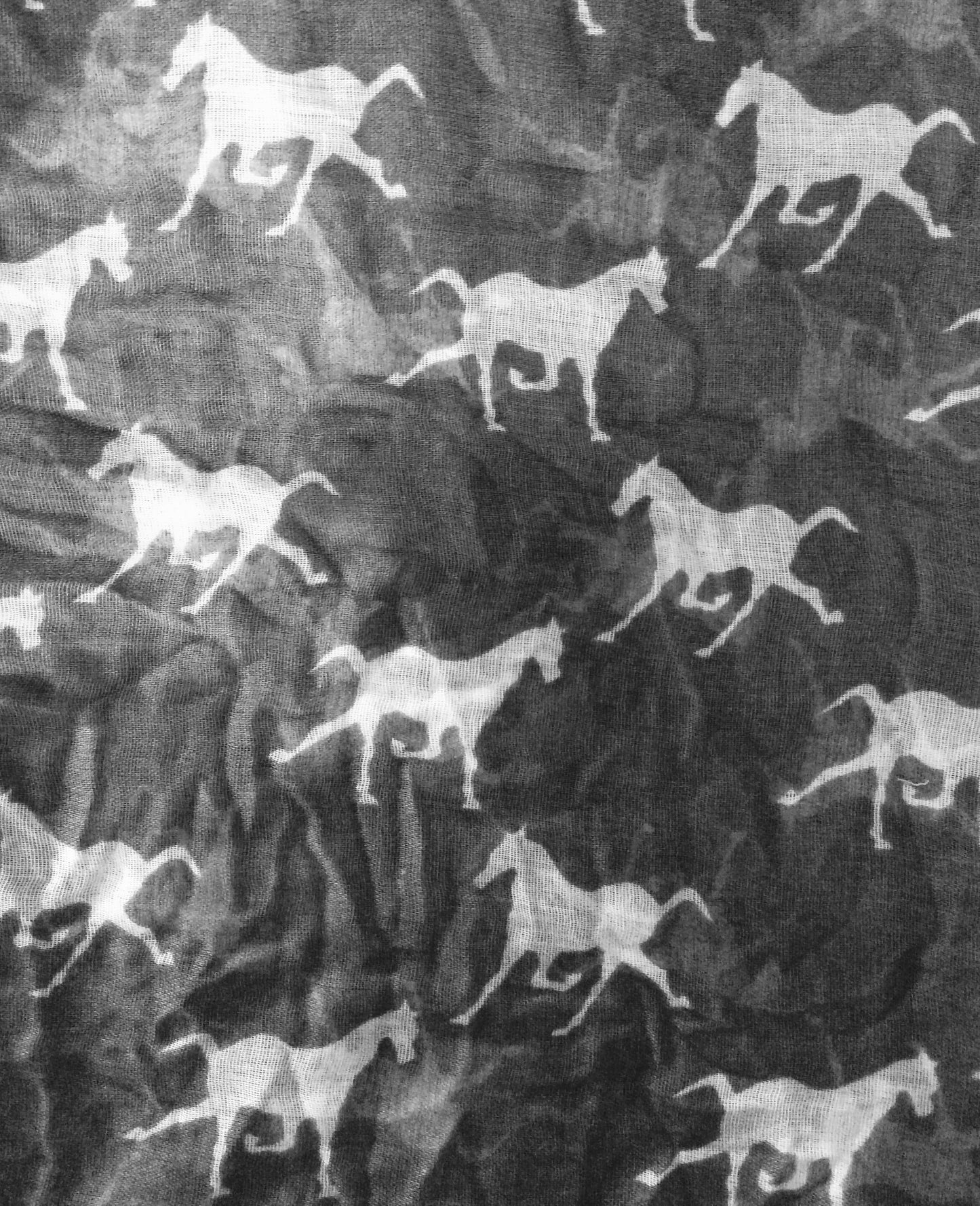 Horse Oblong Scarf #88-2507GY (Grey)