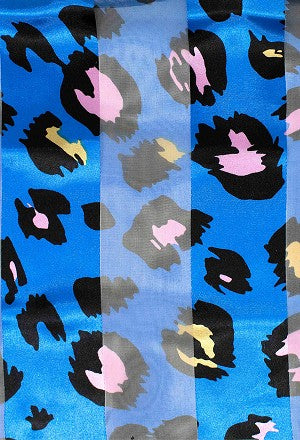 Animal Print Satin Scarf #OP-1081BLUE