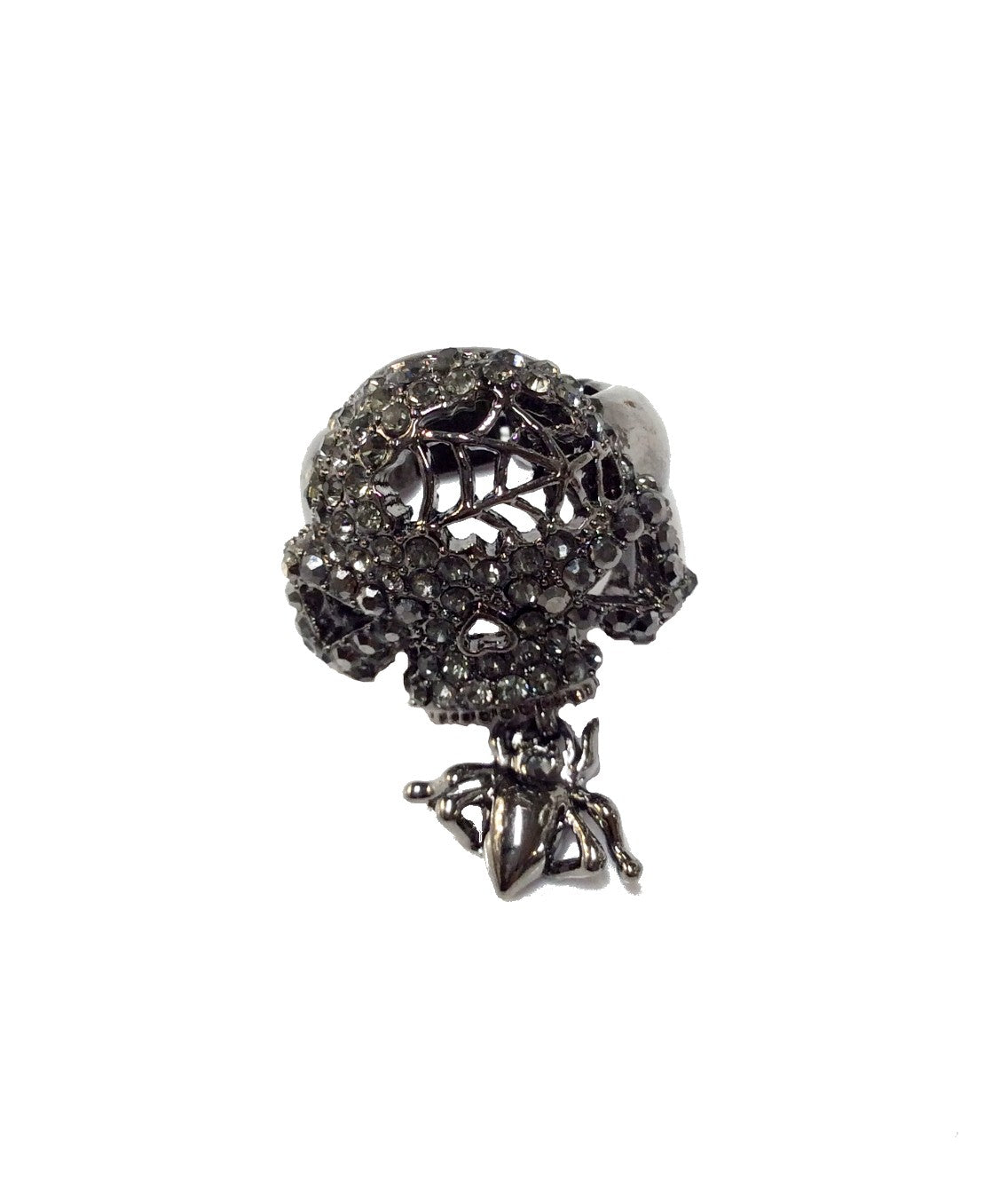 Skull with Spider Stretch Ring#60-2588BK