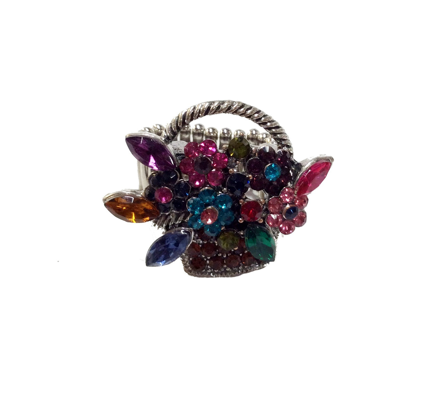 Flower Basket Stretch Ring#66-84044EM/Topaz