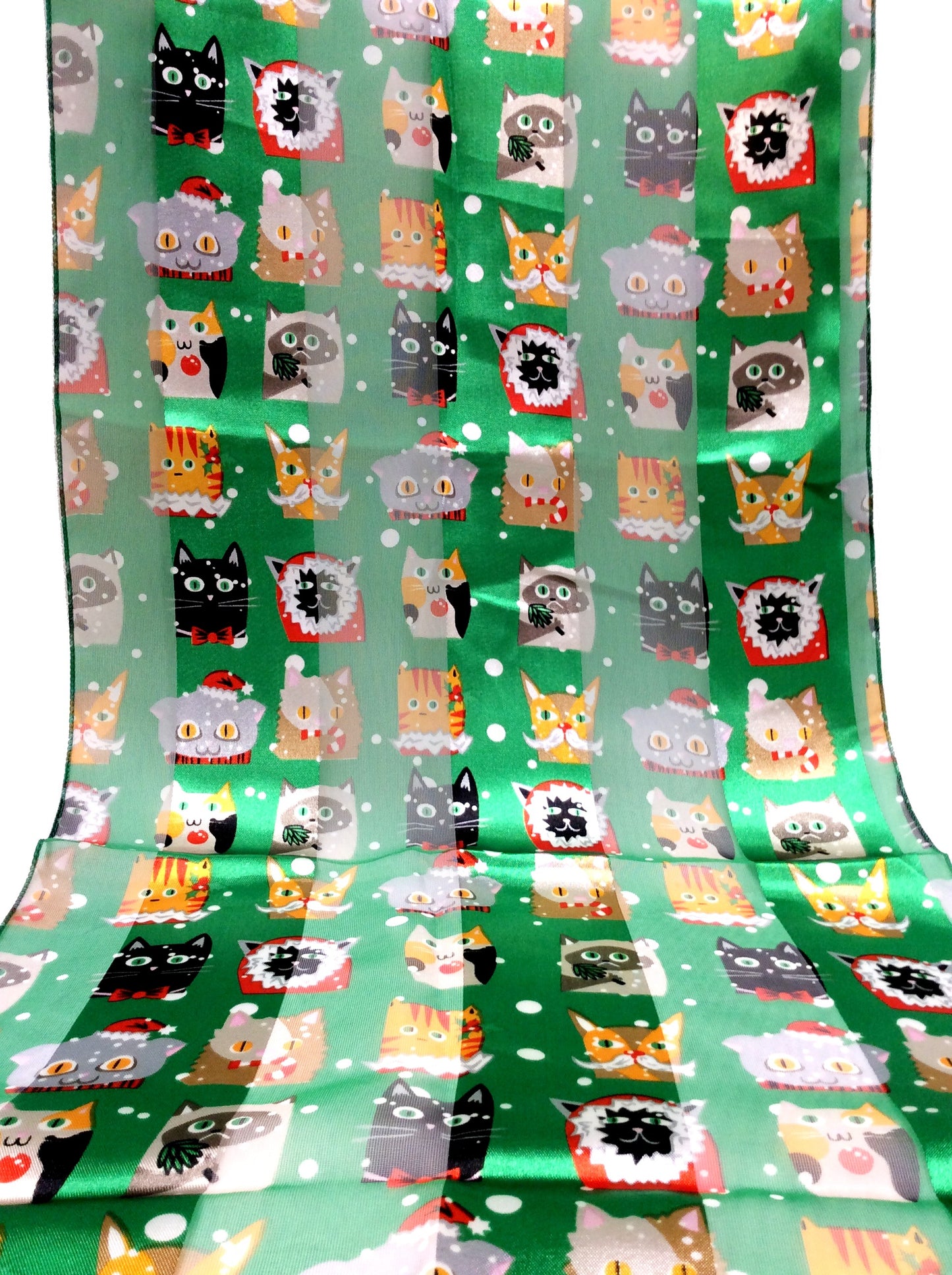 Christmas Cat Satin Scarf #OS3027GR
